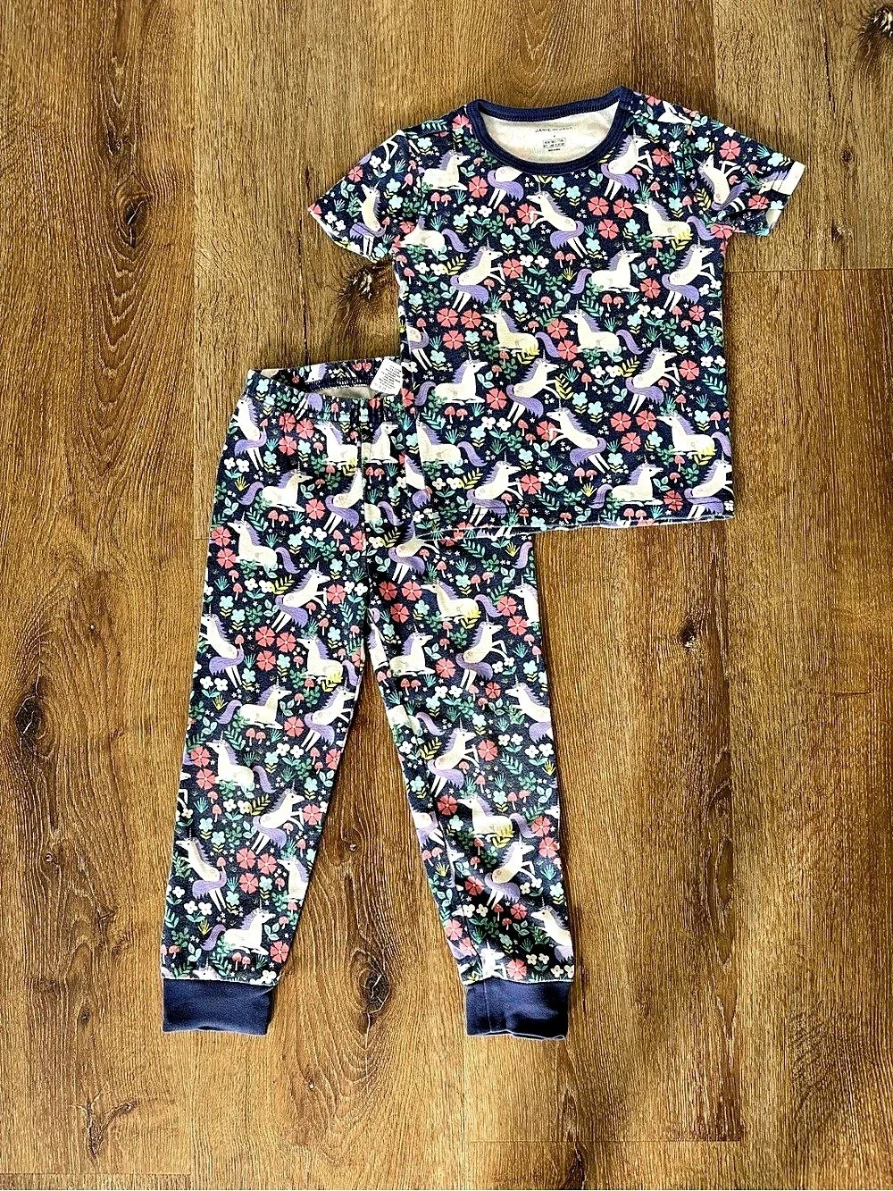 Janie and Jack Unicorn Pajama Set in Navy Sz: 4| Fall, Season Transition
